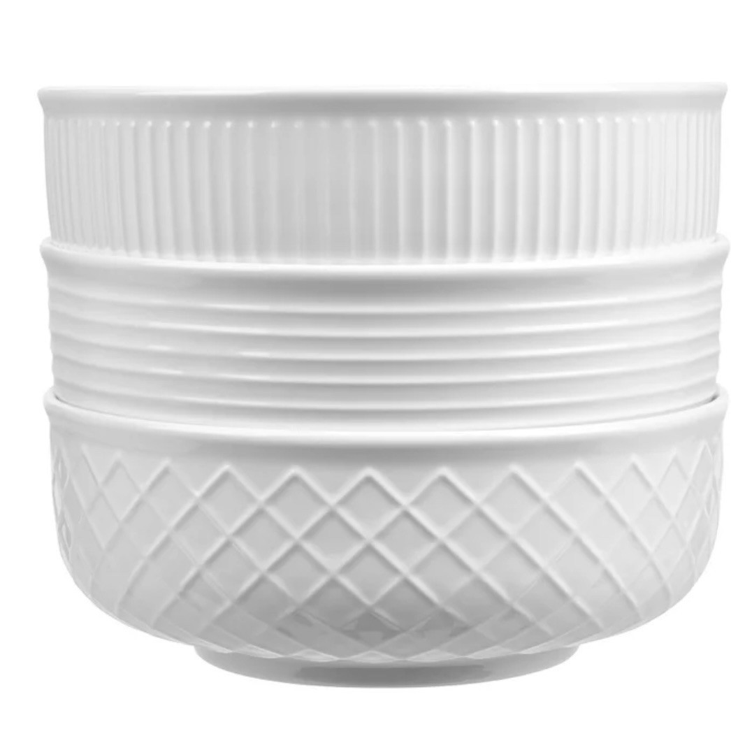 Trudeau, 3 Piece - Porcelain Serving White Bowl Set (missing 1)