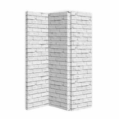Arthouse 59 in. X 47.0 in. X 1.0 in. Polyester White Brick 3-Panel Free Standing Room Divider