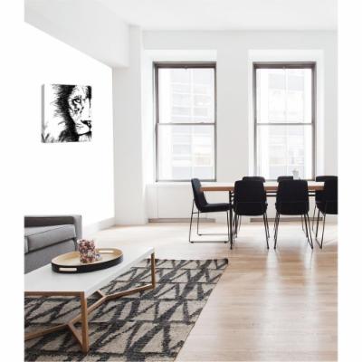 PTM Images 12 in. X 10 in. ''Black and White Lion'' by Printed Canvas Wall Art, Multicolored