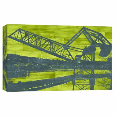 PTM Images 10 in. X 12 in. ''Ballard Train Trestle - Blue and Green'' Printed Canvas Wall Art, Multicolored