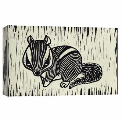 PTM Images 10 in. X 12 in. ''Chipmunk Linocut'' Printed Canvas Wall Art, Multicolored