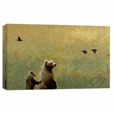 PTM Images 10 in. X 12 in. ''Blackbirds and Bear Family'' Printed Canvas Wall Art, Multicolored