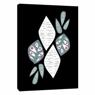 PTM Images 12 in. X 10 in. ''Midcentry Modern White Gray on Black'' Printed Canvas Wall Art, Multicolored