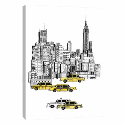 PTM Images 12 in. X 10 in. ''New York Taxis'' Printed Canvas Wall Art, Multicolored