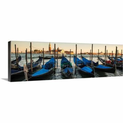 GreatBigCanvas Gondolas at Golden Hour, Piazza San Marco, Venice, Italy - Panoramic by Circle Capture Canvas Wall Art, Multi-Color