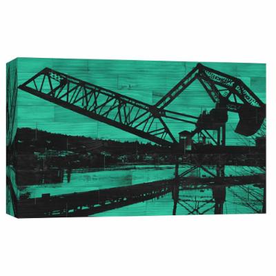 PTM Images 10 in. X 12 in. ''Ballard Train Trestle - Green and Black'' Printed Canvas Wall Art, Multicolored