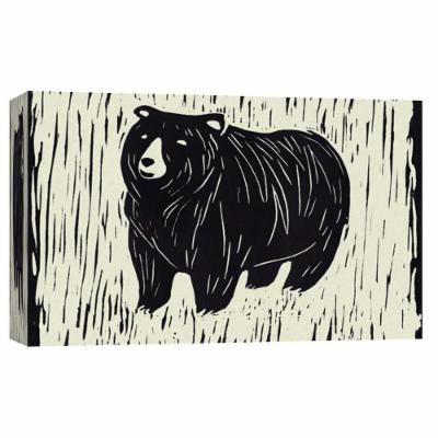 PTM Images 10 in. X 12 in. ''Bear Linocut'' Printed Canvas Wall Art, Multicolored
