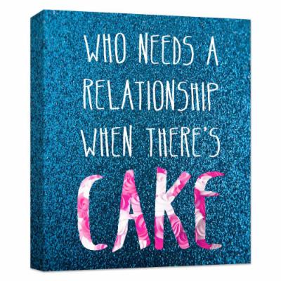 PTM Images 10 in. X 12 in. ''Who Needs a Relationship When There's Cake'' Canvas Wall Art, Multicolored
