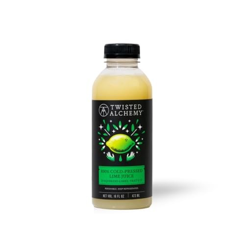 Twisted Alchemy Cold Pressed Persian Lime Juice – Hand Squeezed, All Natural, Non-GMO, No Sugar Added, Preservative Free – 16 Oz Bottle for Craft 