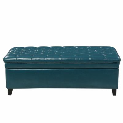 Juliana Tufted Teal PU Leather Storage Bench