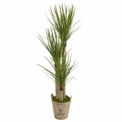 Nearly Natural Indoor 5-Ft. Yucca Artificial Tree in Farmhouse Planter