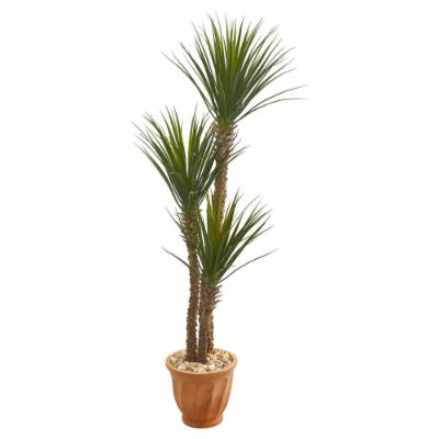Nearly Natural 65 in. Yucca Rostrara Artificial Tree in Terracotta Planter