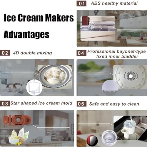 Soft Ice Cream Machine, Home Ice Cream Machine, Yogurt Ice Cream Machine for Quick DIY Cooking,Electric Peanut Butter Maker Machine, Easy to Clean, fo thumbnail
