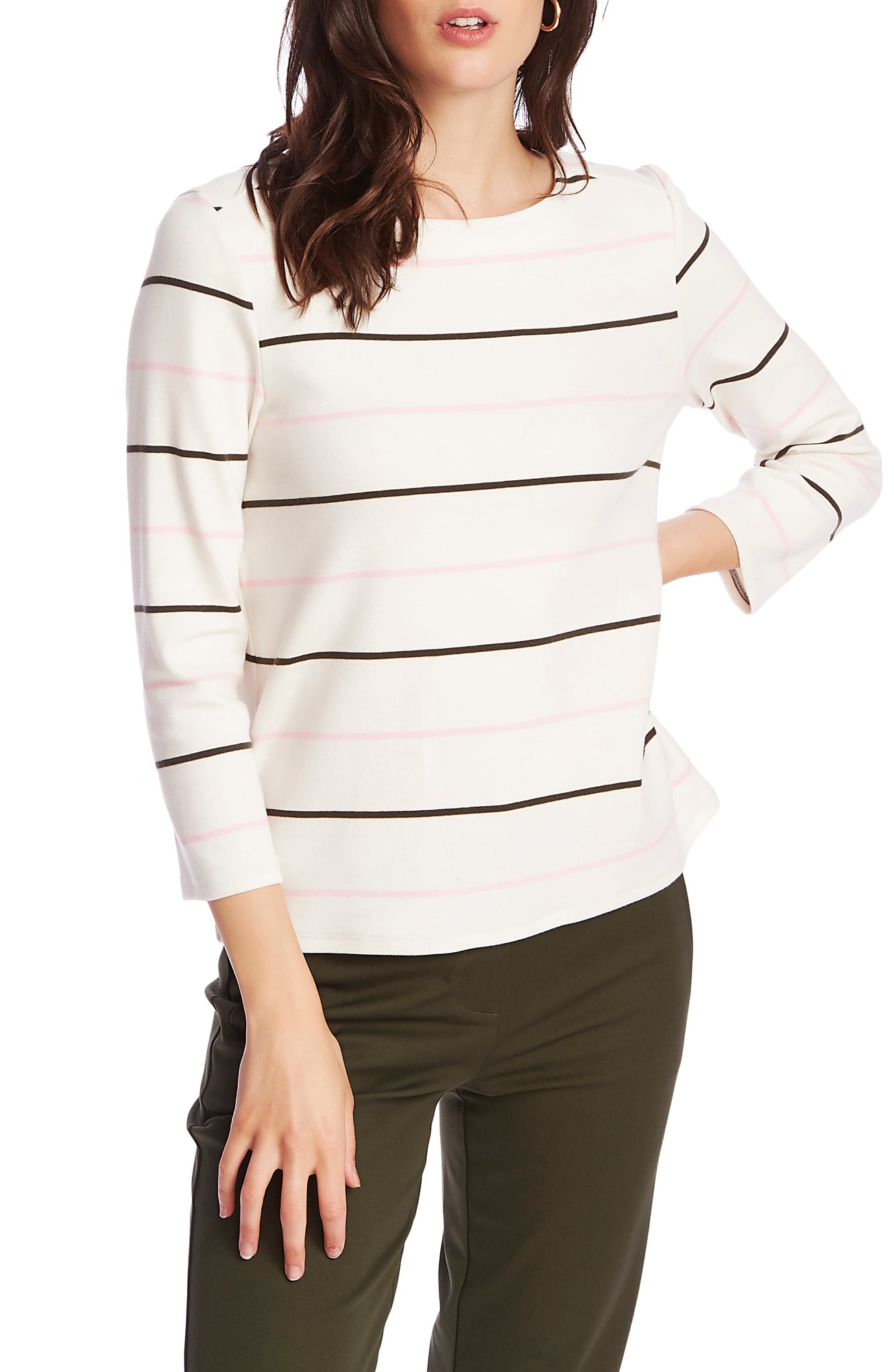 Women's Court & Rowe Volley Stripe Knit Top, Size XX-Small - Ivory