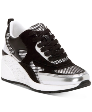 Inc Womens White 0.5 Platform Metallic Accents Comfort Hadya Round Toe Wedge Lace-up Athletic Sneakers 7.5 M - All