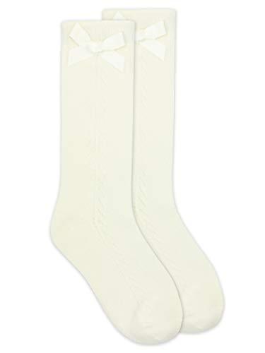 Jefferies Socks Girls' Pointelle Bow Knee High Socks 1 Pack (Ivory) Hose