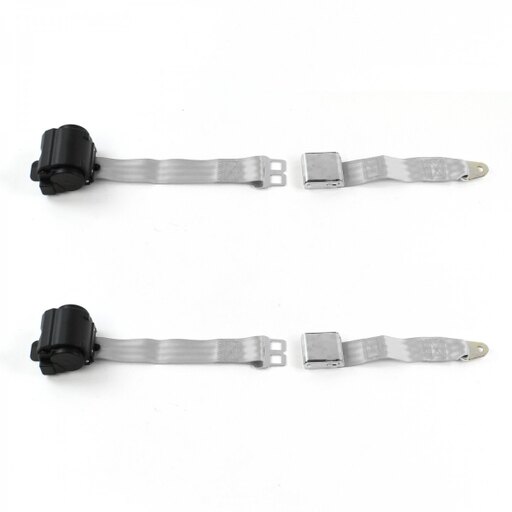 SafeTboy 664876 Airplane 2 Point Gray Retractable Bucket Seat Belt Kit for 1953-1962 Chevy Corvette - 2 Belts