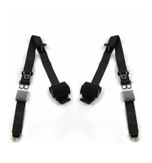 SafeTBoy 696539 Standard 3 Point Black Retractable Bucket Seat Belt Kit with Bracketry & 2 Belts for 1949-1953 Buick Roadmaster