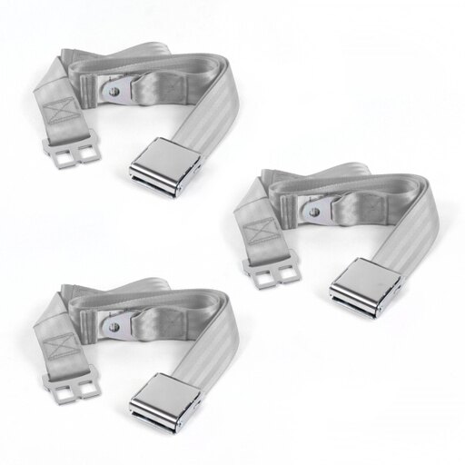 SafeTBoy 662238 Airplane 2 Point Gray Lap Bench Seat Belt Kit with 3 Belts for 1953-1956 Ford Truck