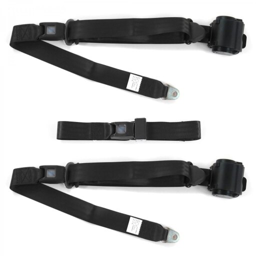 SafeTBoy 670747 Standard 3 Point Black Retractable Bench Seat Belt Kit with 3 Belts for 1949-1953 Buick Roadmaster