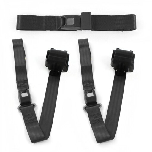 SafeTboy 663535 Standard 2 Point Black Retractable Bench Seat Belt Kit for 1953-1962 Chevy Corvette - 3 Belts