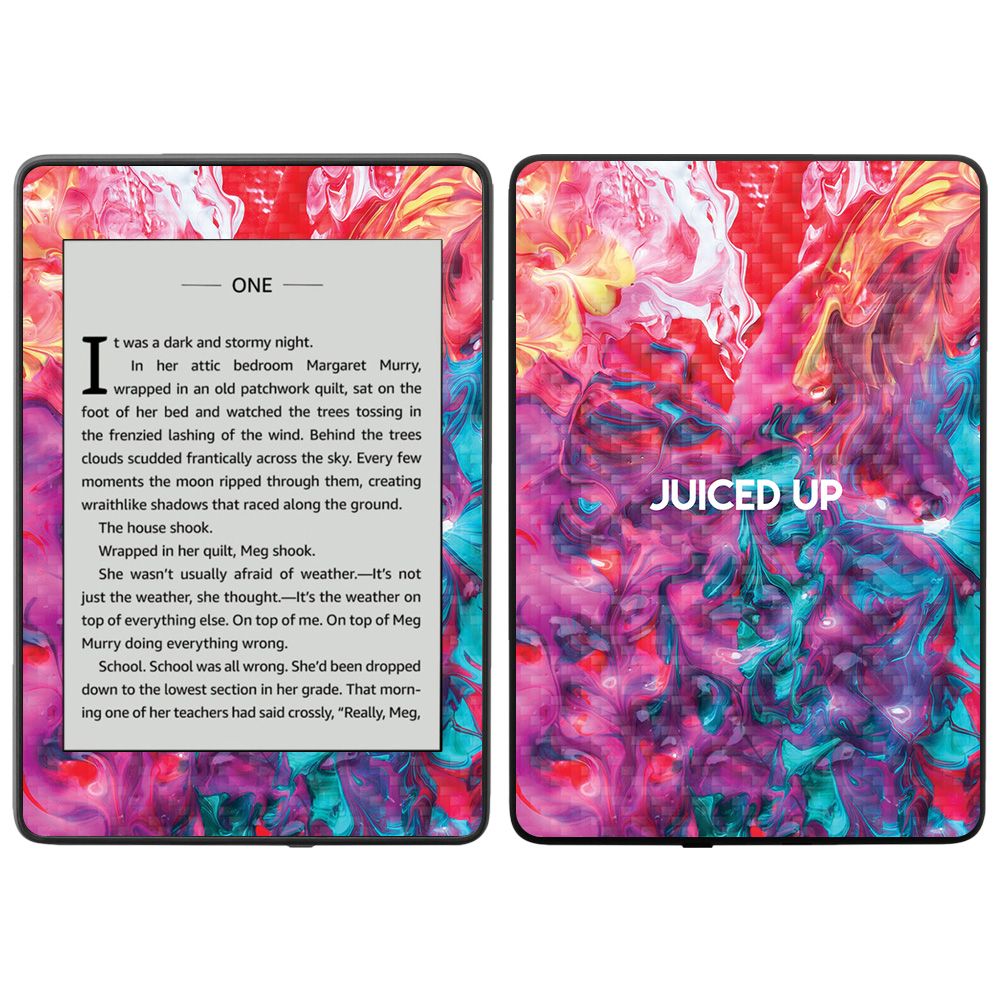 Carbon Fiber Skin Decal Wrap Compatible with Amazon Kindle Paperwhite 2018 (waterproof Model) Sticker Design Juiced up