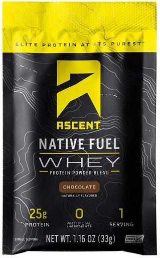 Ascent Native Fuel 244427 2.5 Oz 15 Count Single Serving Packets Chocolate Peanut Butter Whey Protein Powder
