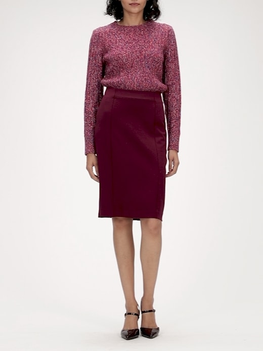 Banana Republic Women's Ponte Pencil Skirt with Exposed Zip Sour Cherry Red Regular Size UK 12 (EU 40) thumbnail