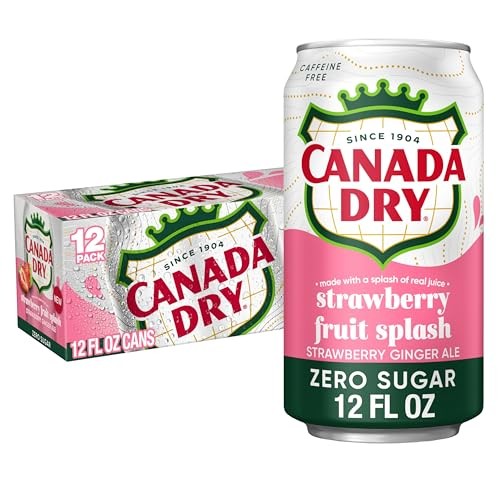 Canada Dry Fruit Splash Strawberry Ginger Ale Zero Sugar Soda, 12 Fl Oz Cans, 12 Pack