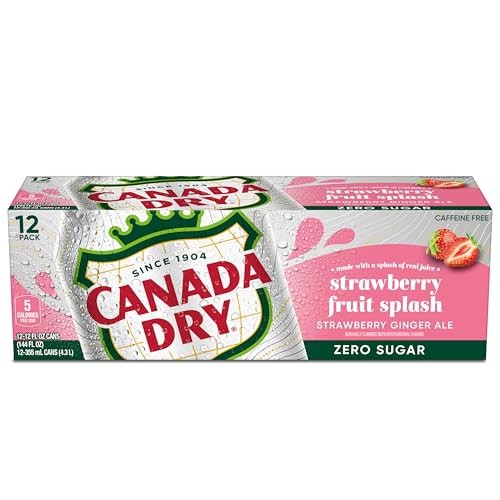 Canada Dry Fruit Splash Strawberry Ginger Ale Zero Sugar Soda, 12 Fl Oz Cans, 12 Pack thumbnail