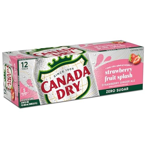 Canada Dry Fruit Splash Strawberry Ginger Ale Zero Sugar Soda, 12 Fl Oz Cans, 12 Pack thumbnail