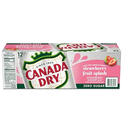 Canada Dry Fruit Splash Strawberry Ginger Ale Zero Sugar Soda, 12 Fl Oz Cans, 12 Pack thumbnail