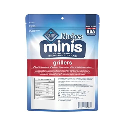 Blue Buffalo Nudges Minis Grillers Made with Real Steak, Natural Dog Treats Mineral-Enhanced for Flavor, 10 Oz. Bag thumbnail