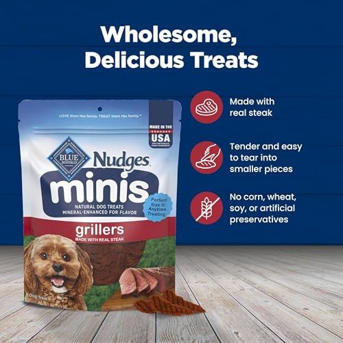 Blue Buffalo Nudges Minis Grillers Made with Real Steak, Natural Dog Treats Mineral-Enhanced for Flavor, 10 Oz. Bag thumbnail