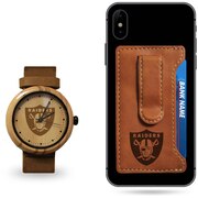 Las Vegas Raiders Sparo Wood Watch and Phone Wallet Gift Set