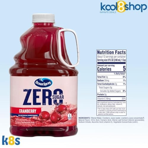 Ocean Spray Zero Sugar Cranberry Juice Drink 101.4 Fl Oz Plastic Bottles 2 Pack + 15 Sugarcane Disposable Straws by KOOL8SHOP Infinite Deals thumbnail