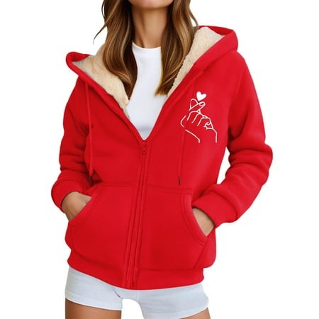 Landzoo One Unisex Casual Print Zip up Hooded Sweatshirt with Pockets Warm Winter Pullover Outdoor Sports Jacket for Cozy Stylish Women S Sweatshirt X