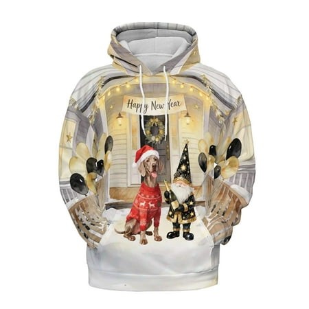 Happy New Year 2026 Weimaraner Santa Gnome Holiday Party Snow All Over Print 3D Hoodie Unisex Merch Hoodies Weim Gray Ghost Dog Lover - 13019