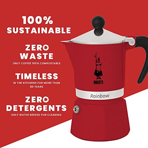 Bialetti Moka Express Rainbow (Red, 3 Cups) thumbnail