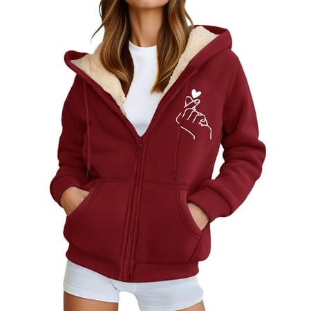 Landzoo One Unisex Casual Print Zip up Hooded Sweatshirt with Pockets Warm Winter Pullover Outdoor Sports Jacket for Cozy Stylish Women S Sweatshirt X