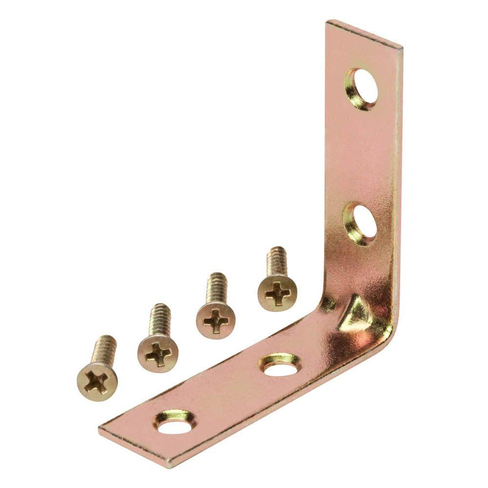 1-1/2 in. Satin Brass Corner Brace (4-Pack)
