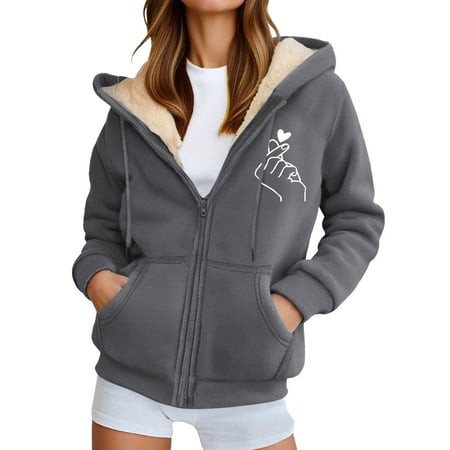Landzoo One Unisex Casual Print Zip up Hooded Sweatshirt with Pockets Warm Winter Pullover Outdoor Sports Jacket for Cozy Stylish Women S Sweatshirt X