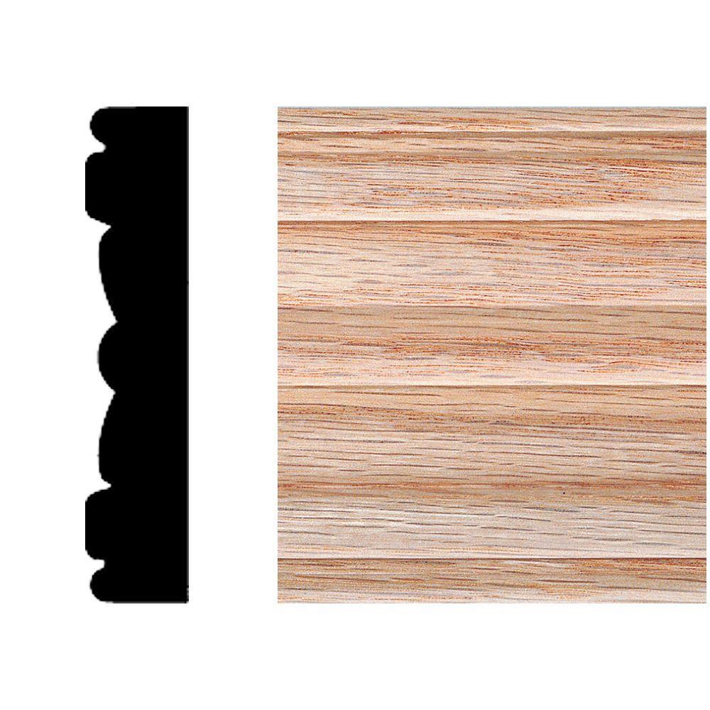 HOUSE of FARA 5/8 in. X 3 in. X 7 Ft. Oak Wood Victorian Fluted Casing Moulding, Natural