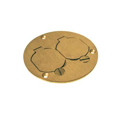 RACO Round Floor Box Duplex Brass Cover with Lift Lids thumbnail