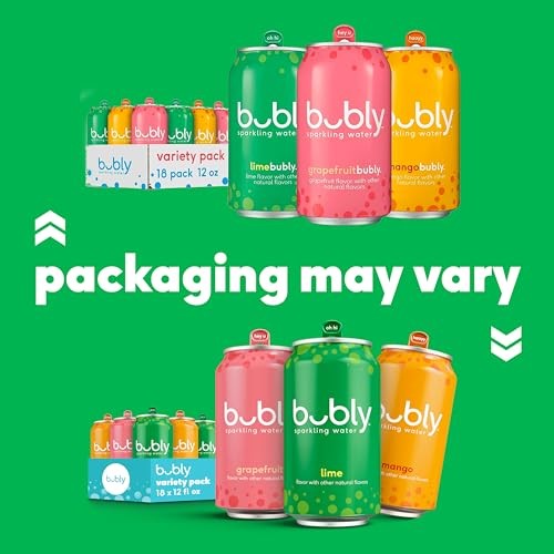 Bubly Sparkling Water, 3 Flavor Variety Pack (Bellini, Strawberry Sunset, Coconut Pineapple), Zero Sugar & Zero Calories, 12 Fl Oz Cans (Pack of 18) thumbnail