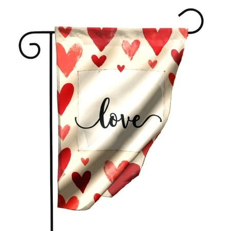 Love Garden Flag Double Sided Polyester Decorative Yard Banner with Hearts Design for Outdoor Home Decor 12.5x18 Inch#23111