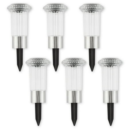 Mainstays Diamond Stainless Steel Solar Powered Mini Bollard Path Light  6 Pack