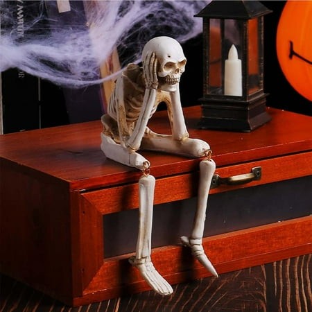 Halloween Skeleton Decorations 2026 - Resin Bone Ghost Festival Props for Indoor Outdoor Spooky Party  Haunted House  Graveyard Displays 20cm /8INCH