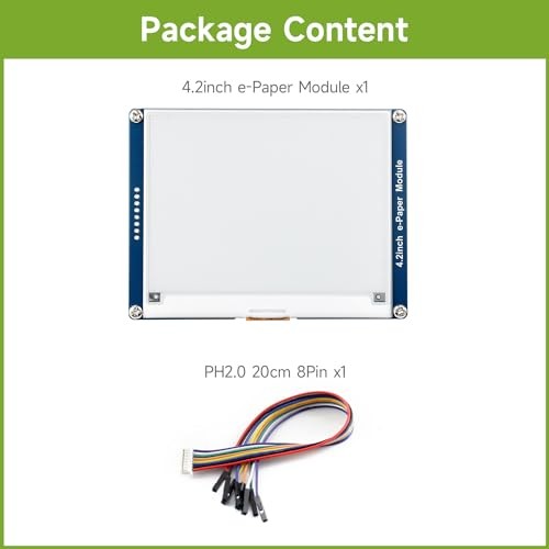 Waveshare 4.2inch E-Ink Display Module Compatible with Raspberry Pi 5/4B/3B/Zero/Zero W/Zero 2W/Pico/Pico W/Pico WH, 400x300 Resolution SPI Interface thumbnail