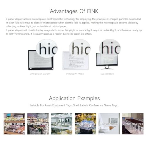 Waveshare 4.2inch E-Ink Display Module Compatible with Raspberry Pi 5/4B/3B/Zero/Zero W/Zero 2W/Pico/Pico W/Pico WH, 400x300 Resolution SPI Interface thumbnail